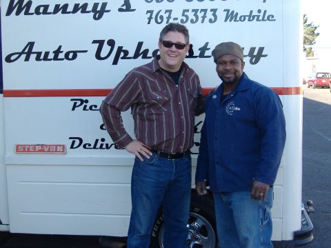 1964 Ford Fairlane - Reilly"Left" Visiting Pete"Right" in Vegas,Both Sporting the Cheesy Grin look. Pete *Fabricator/Designer/Builder of the 79 RatBike*