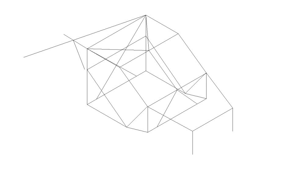 3D wireframe line drawing of a roll cage or body structure