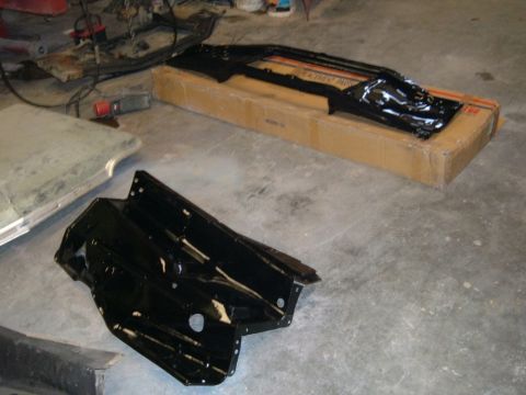1978 Ford Bronco - New Inner fender aprons and radiator core support. They are painted black and cleared.