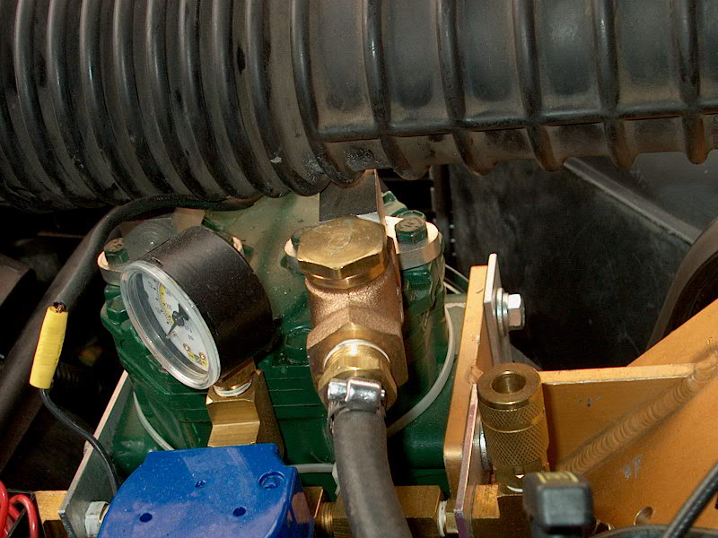Passenger side view of air manifold, close up and from top.