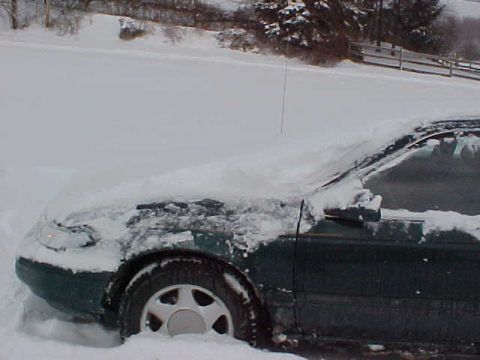 1995 Ford Taurus - Partially cleaned to show how high snow was on the car.
