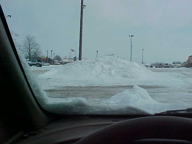 Snow Drift in Hartville Shopping center parking lot