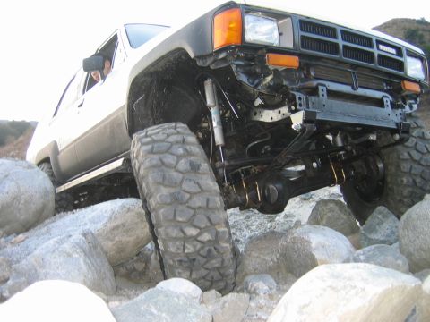 1985 Toyota 4Runner - This 1985 Toyota 4Runner is shown off-roading over a rocky terrain.