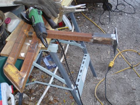 1989 Ford Bronco - Metal fabrication project in progress, showing tools and materials.