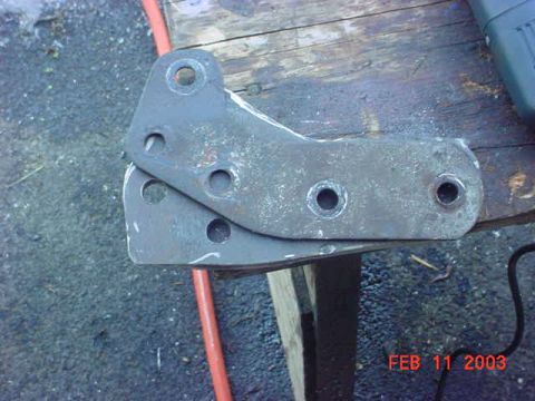 1980 Ford Bronco - here are the 2 brackets with the holes for the bumper side of the brackets aligned exactly this show how I moved the bracket up