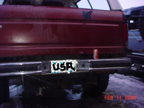 1980 Ford Bronco - both brackets installed notice the drastic decrease in space between the bumper and tailgate