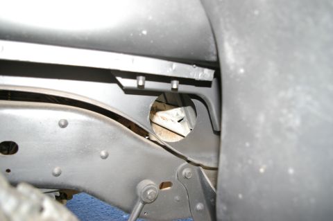 1986 Ford Bronco - view of panel where body meets the frame, 4 inch hole will easily fit the 3in exhaust. By cutting through instead of cutting the panel out,…