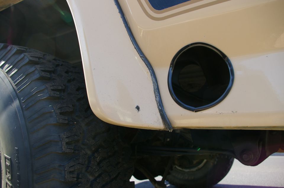 hard to see, but this shows the inner and outer holes. the exhaust will run forward a little, but when it exits, it will be straight and extend about 1 1/2 inches past the body.

I am also going with a spintech muffler to replace the magnaflow currently on there.