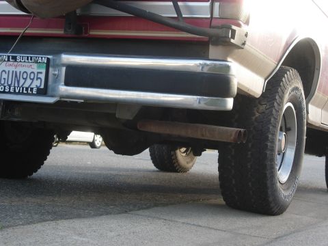1990 Ford Bronco - The rear bumper and dual exhaust pipes are visible on this 1990 Ford Bronco.