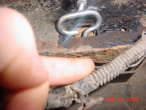 1980 Ford Bronco - and this is the bottom back adjusting bolt I bent it enough to keep the bolt from rubing on the tank and then ran the bolt through the hole…