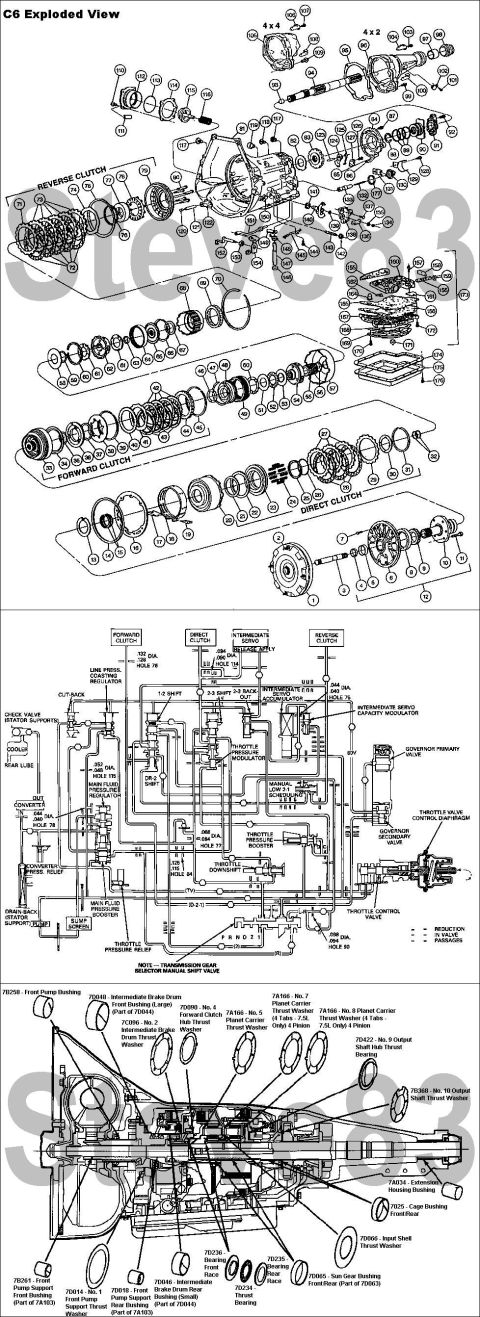 1983 Ford Bronco - C6 Exploded & Hydraulic Schematic IF THE IMAGE IS TOO SMALL, click it. 1 7902 Torque Converter 2 87650-S Converter Drain Plug, 1/8-27, Drys…