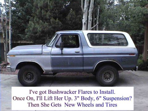 1978 Ford Bronco - This 1978 Ford Bronco is ready for modifications, including Bushwacker flares, a lift kit, and new wheels.