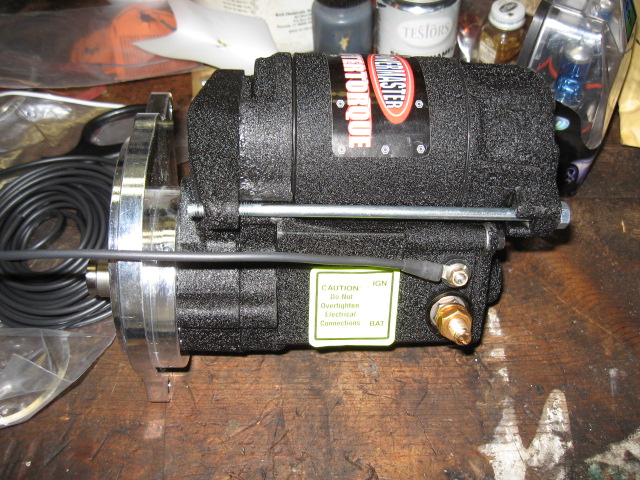 High Torque starter motor with "PowerTorque" label and "CAUTION" sticker