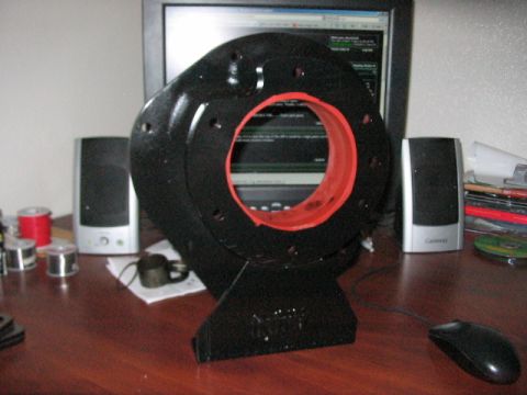 1991 Ford Bronco - A black fan housing with a red gasket sits on a desk, obscuring a computer monitor.