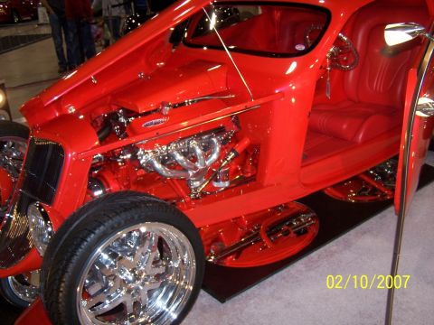 1979 Ford F-150 - A custom hot rod is displayed with its engine and interior visible.