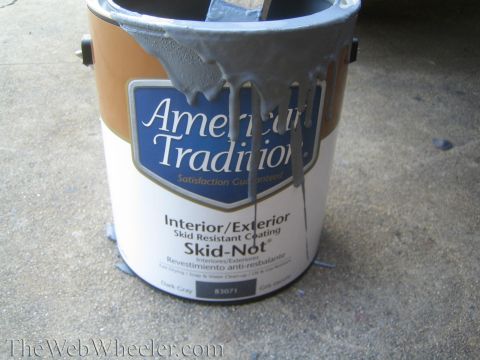 1987 Suzuki Samurai - A can of American Tradition Skid-Not paint is shown with gray paint dripping from its lid.