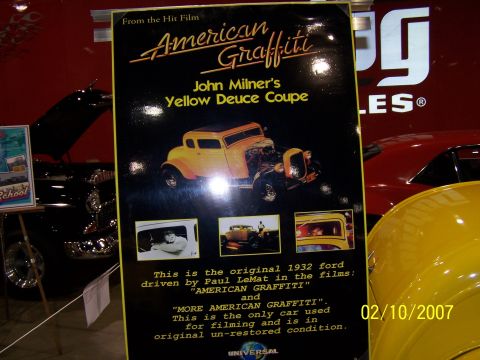 1979 Ford F-150 - Poster for the movie American Graffiti, detailing John Milner's Yellow Deuce Coupe and its history.