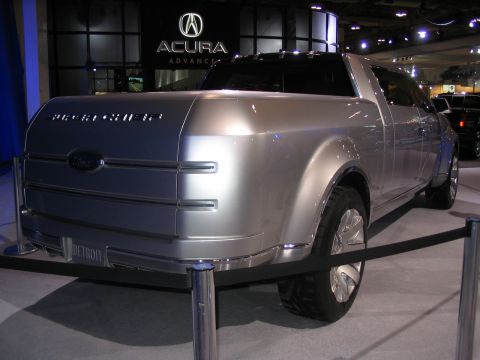 1993 Ford Taurus - This concept pickup truck, possibly from the Detroit Auto Show, features a distinctive silver finish and prominent 'DETROIT' badging.
