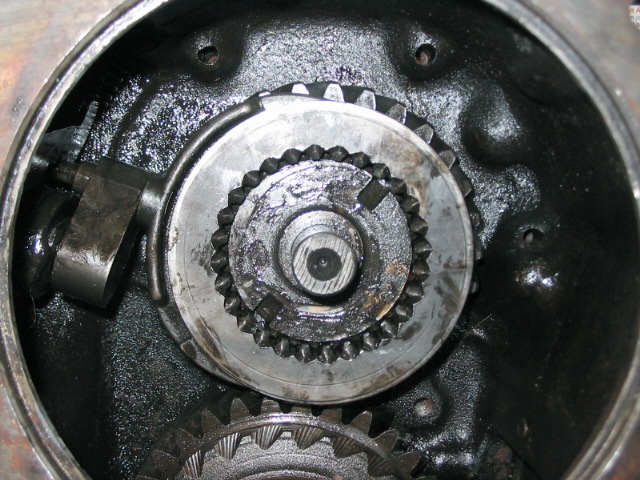Close-up of internal gears within a vehicle's transfer case