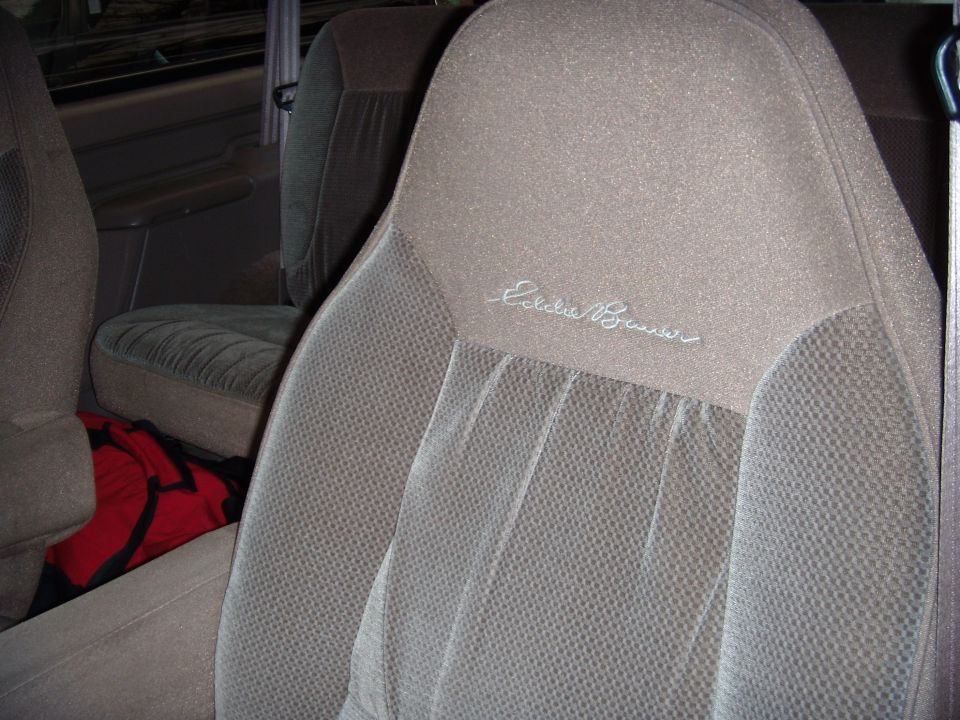 1992 Ford Bronco Eddie Bauer interior with embroidered seat