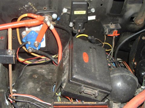 1986 Ford Bronco - Fuse panel was taken out of a 1996 F-150; I re-wired it to suit my needs. The EEC self test plugs and MAP sensor are on the passenger side…