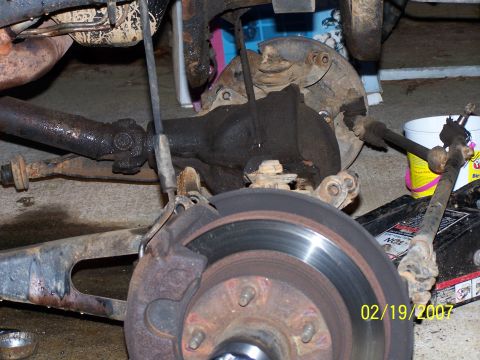 1979 Ford F-150 - Close-up view of the rear axle and suspension components, with a visible date stamp indicating February 19, 2007.