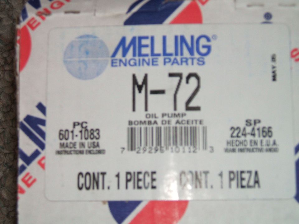 Box for Melling M-72 oil pump, part number PC 601-1083, made in USA