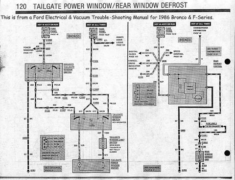 1986 Ford Bronco - Wiring schematic for window, aplies to 1980 - 1986 Broncos. Ford changed the look and moved the dash switch but it works the same way.