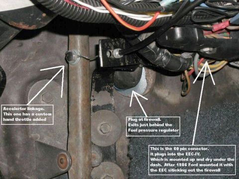 1986 Ford Bronco - This is the 60-pin conector. It plugs into the EEC. Which is mounted up and dry under the dash.. After 1986 Ford mounted the EEC in the kic…