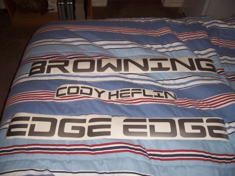 2003 Ford Ranger - Three sets of vinyl decals are visible, including 'Browning', 'Cody Heflin', and 'Edge'.