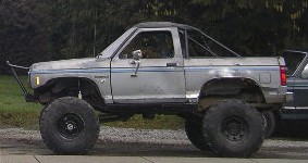 1984 Ford Bronco II - This 1984 Ford Bronco II is modified with a suspension lift and oversized tires for off-road use.