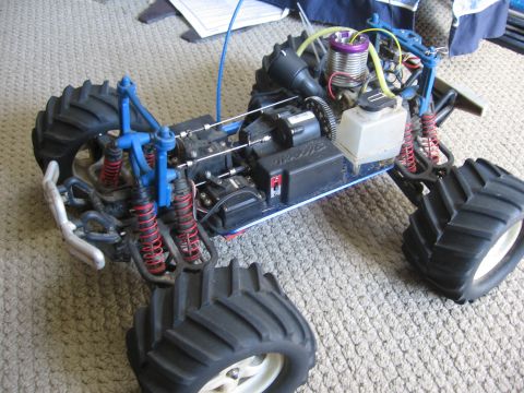 1974 Ford F-100 - This radio-controlled truck features a nitro engine and large off-road tires.