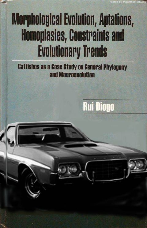 1971 Ford Ranchero - Book cover features a car illustration and text about evolutionary trends and catfishes.