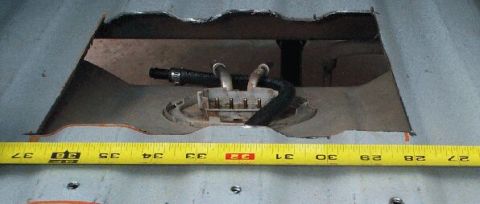 1986 Ford Bronco - Closeup of hole with centering measuments, 9" wide