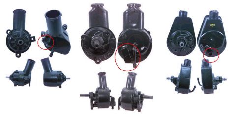 1986 Ford Bronco - Left: original pump. Center: Ford HD pump. Right: Saginaw pump. Notice the outputs, i use the center HD casing and installed an ARG saginaw…
