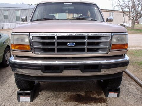 1996 Ford Bronco - This is the front before the hooks were installed. You don't need the ramps, but they do make it easier.