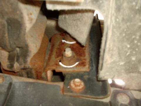 1996 Ford Bronco - I used a white out pen to mark locations for later re-alignment. I forgot to mark the bottom of the braket, but there was a rust line there…