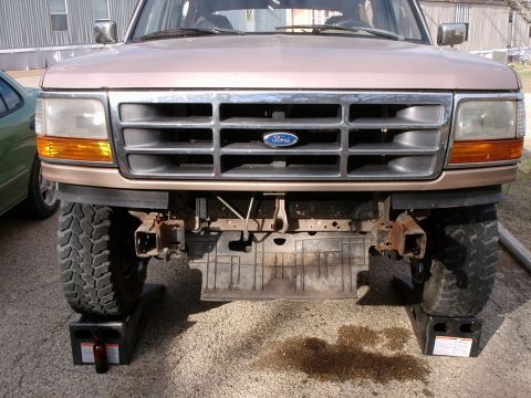 1996 Ford Bronco - Here is a shot of both hooks. Only thing left is to mark and cut the bumper to go around the hooks.