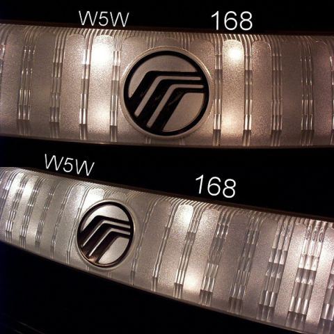 1995 Mercury Sable - Installed W5W bulbs in place of the 194s. It wasn't a very significant increase in brightness, but it looks better in pictures.
