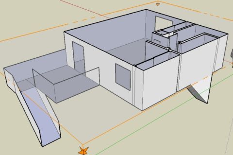 1990 Ford Bronco - This is a 3D rendering of a house design, showing interior layout and exterior access.