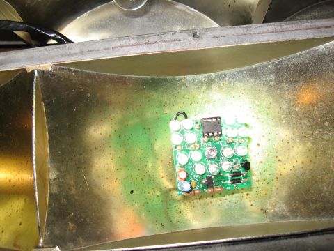 1968 Shelby GT500 - Close-up of a circuit board with multiple LEDs and electronic components mounted inside a metallic enclosure.