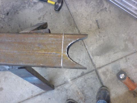 1967 Ford Bronco - A close-up view of a modified metal frame section, indicating fabrication or repair work.