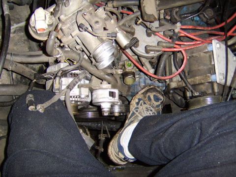 1989 Ford Bronco - here I am demonstrating how much easier it is to work on the motor with the rad removed.