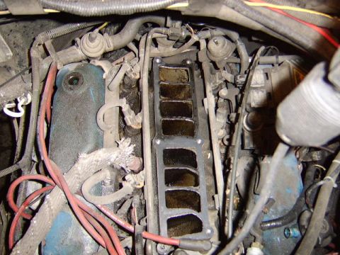 1989 Ford Bronco - In this pic, you can see the other end of the egr pipe going into the center of the intake. Soak it in penetrating fluid before removal