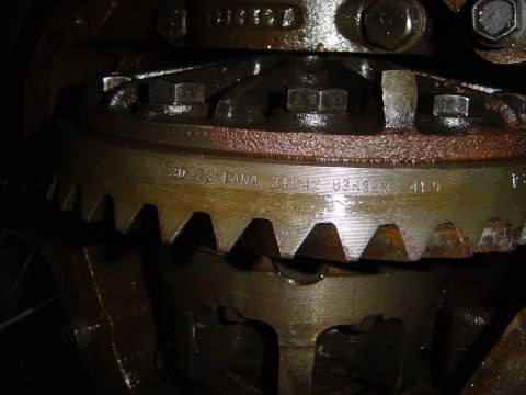 1989 Ford Bronco - This image shows a close-up of a differential gear with visible DANA markings and part numbers.