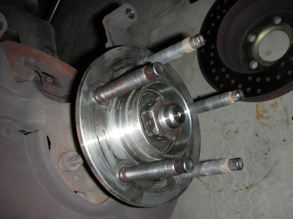 Vehicle wheel hub assembly with lug studs and brake rotor