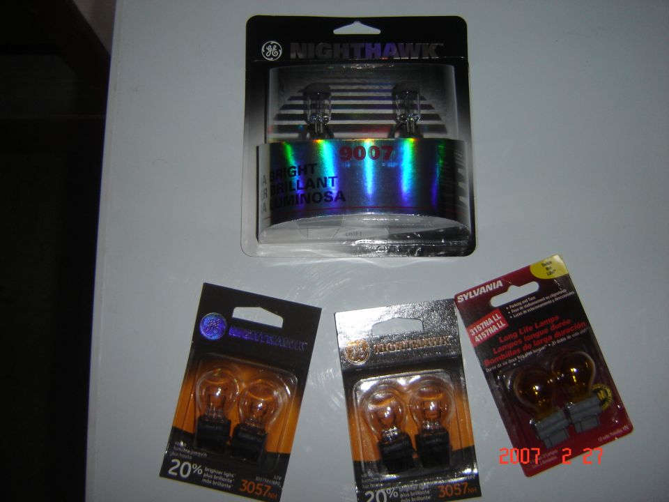 GE Nighthawk 9007 headlight bulbs and smaller amber bulbs