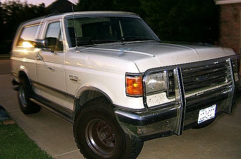 1991 Ford Bronco - This 1991 Ford Bronco is shown in a 3/4 front view, equipped with a chrome brush guard.