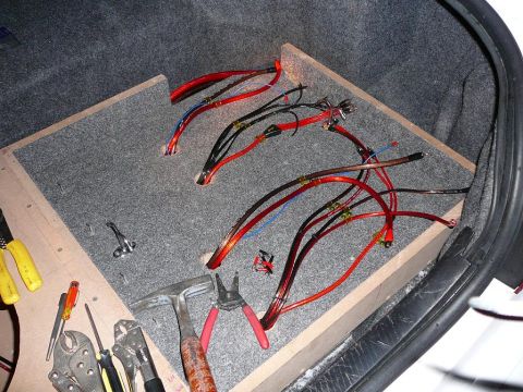 1997 Mercury Grand Marquis - This was alot of fun!!!! Once the amps are mounted and wired the whole rack can be unscrewed and moved aside to access all the wiring under…