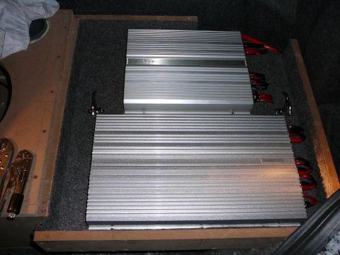 1997 Mercury Grand Marquis - Amplifier Wiring is completed. Amplifiers are Mounted. I bought the top amplifier for $50.00 on ebay broken. Spent 25 cents on an electroly…